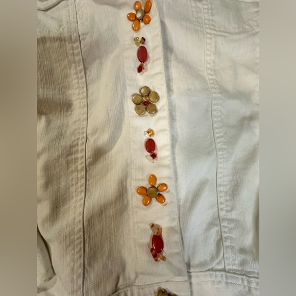 HEARTS OF PALM Womens White Button Up Floral Mimosa Time Jacket Cropped Size 12 - Picture 8 of 10
